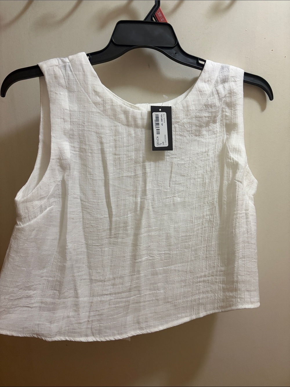 H&M White Textured Sleeveless Crop Tank